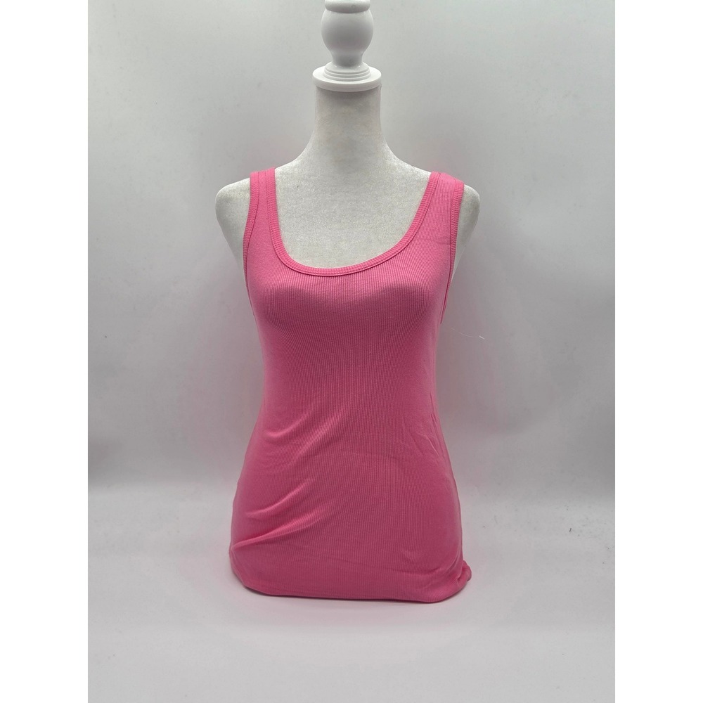 Nally & Millie Women's Small Pink Ribbed Scoop Neck Tank Top 101-691